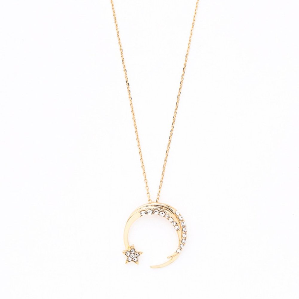 5 for $25 Crystal Decorated Moon Pendant Necklace - Picture 2 of 8